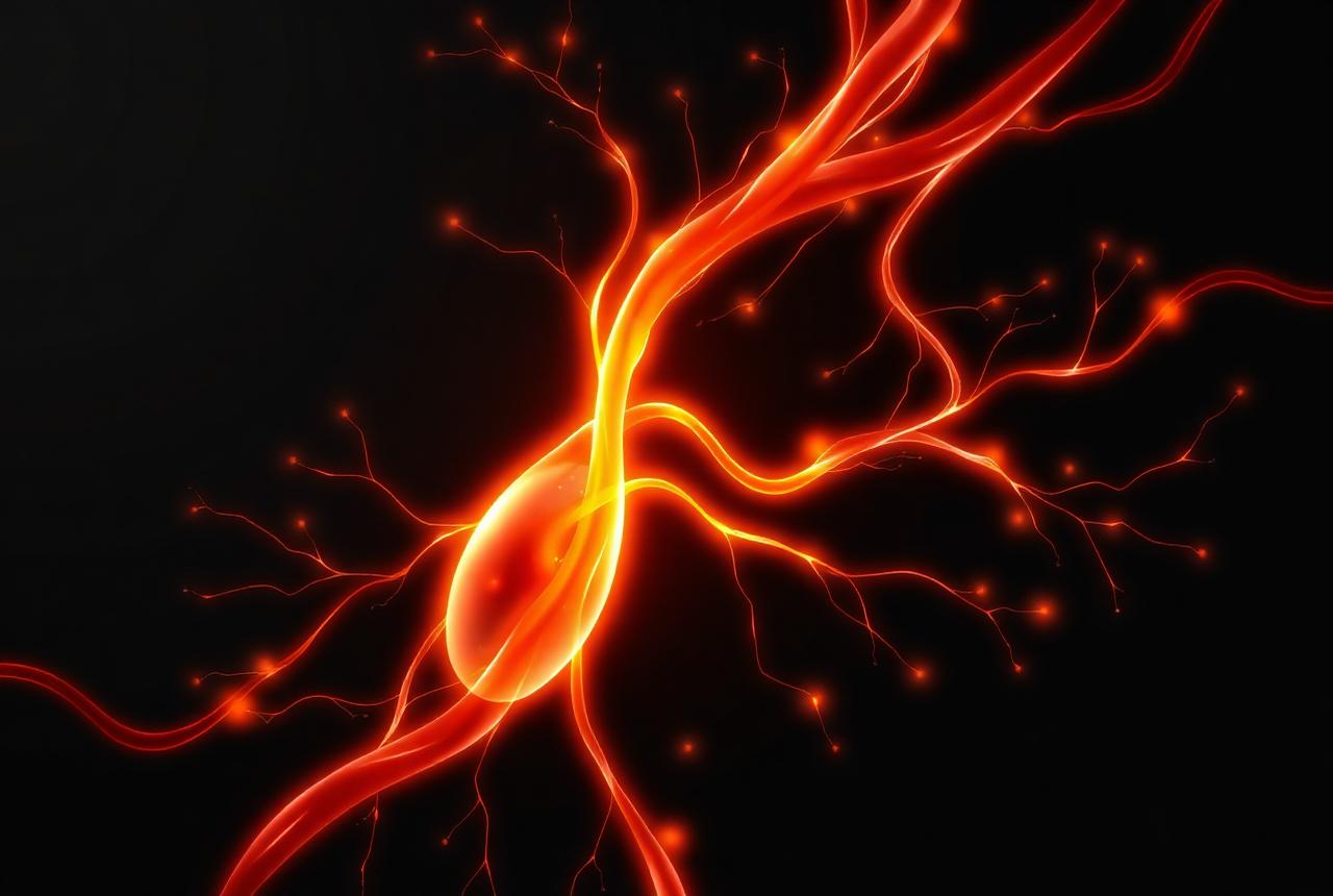 Abstract illustration of circulation and nitric oxide pathways in copper tones